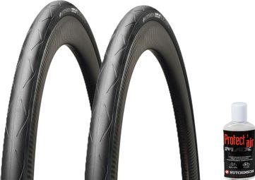 Set of Hutchinson Blackbird Racing Lab Tubeless-Ready Road Tires, 700 mm, Black + Protect'Air Max Puncture Prevention System