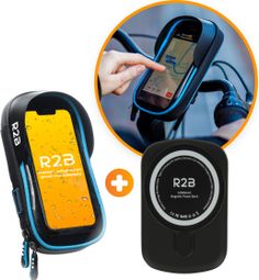 Support Téléphone pour Velo - Etanche Pour vélo - Rotation à 360 Degrés Noir/Blue + Banque d'énergie 10 000 mAh