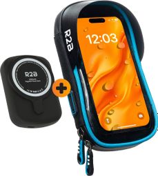 Support Téléphone pour Velo - Etanche Pour vélo - Rotation à 360 Degrés Noir/Blue + Banque d'énergie 10 000 mAh