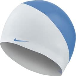 Gorro de natación de silicona con eslogan de Nike Swim blanco / azul