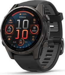 Montre GPS Garmin Fénix 8 AMOLED - 43 mm Sapphire Titane Carbon Gray DLC avec Bracelet en Silicone Noir Gris