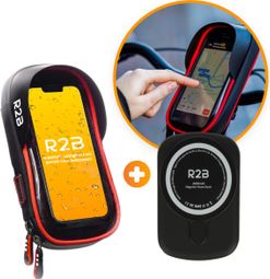 Support Téléphone pour Velo - Etanche Pour vélo - Rotation à 360 Degrés Noir/Rouge + Banque d'énergie 10 000 mAh