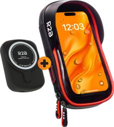 Support Téléphone pour Velo - Etanche Pour vélo - Rotation à 360 Degrés Noir/Rouge + Banque d'énergie 10 000 mAh
