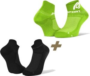 2 Pairs of BV Sport Light 3D Running Socks Black Green