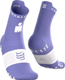 Calzini Compressport Pro Racing v4.0 Run High Ironman 2026 Blu/Bianco