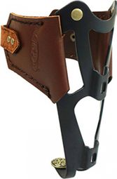 PORTE BIDON NEWTON ALU NOIR ET CUIR BRUN