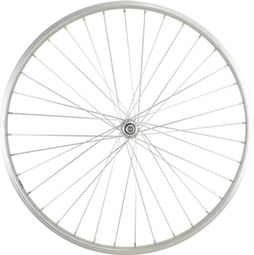 ROUE VELO URBAIN 650 X 35B AV ECROU AXE PLEIN JANTE ALU ARGENT 36T