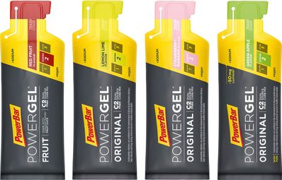 Lot de 4 (3+1) Gels Énergétiques PowerBar PowerGel Original Fruits Rouges / Citron / Fraise-Banane / Pomme 4x41g