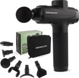 2BEHEALTHY Pistolet de Massage Professionnel - 6 accessoires et 30 modes de massage inclus - Pistolet de Massage Sport et Relax - Noir