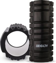 2BEHEALTHY Rouleau de massage - 33 cm - Dureté moyenne - Rouleaux en mousse - Rouleau en mousse - Rouleau de massage - Noir