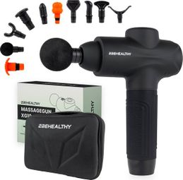 2BEHEALTHY Pistolet de Massage Professionnel XG10 - 10 accessoires inclus - USB-C Rechargeable - Pistolet de Massage Sport et Relax - Noir