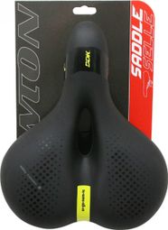 SELLE NEWTON CITY ERGONOMIC ELASTOMERE DAME NOIR A MEMOIRE DE FORME AVEC TROU CENTRAL 260x210mm