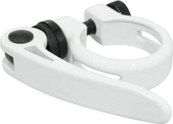 collier serrage tige de selle rapide alu blanc diam. 34 9mm (sur carte)