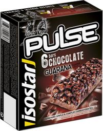 Envase de 6 Barritas Energéticas Isostar Pulse Chocolate Guaraná 6x23g