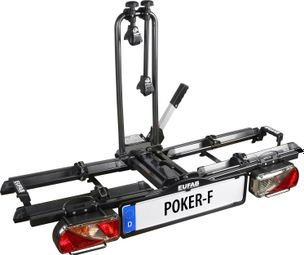 Eufab Poker-f Portabici da Gancio di Traino 13 Pin - 2 Bici (Compatibile con E-Bikes) Nero Argento