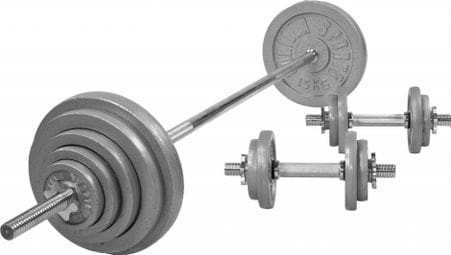 Set d'haltères barre longue en fonte 97 5 Kg