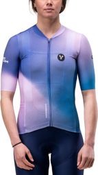 Maillot de manga corta para mujer LeBram Race Aero, color violeta y rosa