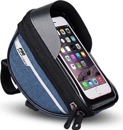 Sac De Guidon Amovible Vélo Avec Support Pour Téléphone Bleu
