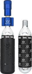 Gonfleur CO2 Peaty's Holeshot Route/Gravel Bleu Foncé + 2 Cartouches de CO2 (16g)