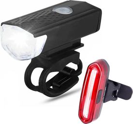 Kit d'éclairage LED pour vélo - rechargeable par USB - 300 et 120 lumens