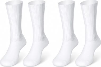 Lot de 2 paires de chaussettes Velkyne vélo Aero Whiteline Mi-hautes avec maintien silicone Blanc