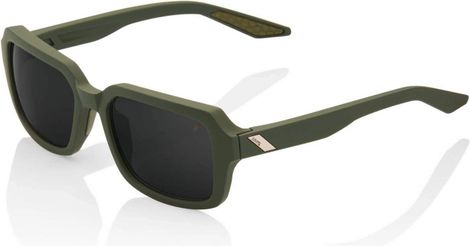 100% Rideley Sonnenbrille Soft Tact Green Army / Schwarzes Spiegelglas