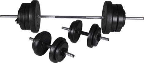 Kit de barre d'haltère et 2 haltères 60 5 kg fitness musculation