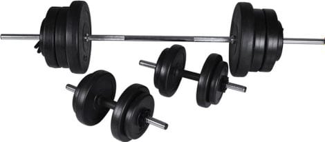 Kit de barre d'haltère et 2 haltères 60 5 kg fitness musculation 02_0000755