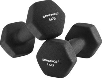 Haltères en vinyle 2 x 4 kg lot de 2 noir sport fitness musculation 12_0002008