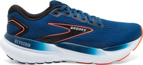 Chaussures Running Brooks Glycerin 21 Large 2E Bleu/Orange Homme 