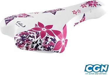 selle enfant junior 20/24 pouces monte grappa 998 ok go blanc/rose avec chariot de selle