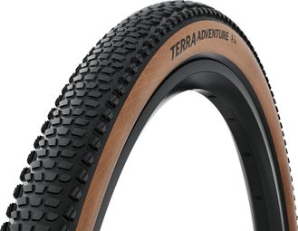 Pneu Gravel Continental Terra Adventure 700 mm Tubeless Ready Souple Trail Casing Grip Compound E-Bike e25 Flancs Marrons Transparent