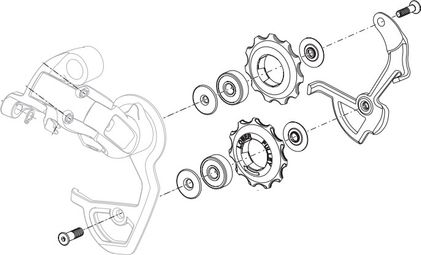 Kit Chape Intérieur et Galets Sram Dérailleur Chape Moyenne Rival 2007-2012