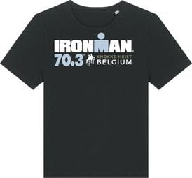 Camiseta negra de manga corta para mujer Ironman 70.3 Bélgica