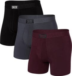 SAXX Ultra Super Soft Fly Black Grey Bordeaux Uomo Boxer 3-Pack