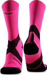 Chaussettes X-Socks Bike Expert Crew Rose Fluo/Noir