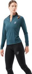 Damesblauwe Compressport Trail HZ Merino trui met lange mouwen