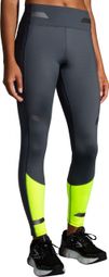 Collant Long réfléchissant Brooks Run Visible Noir Jaune Femme