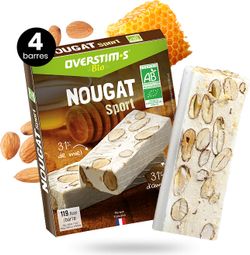 Barres énergétiques Nougat Overstims Bio Amandes/Miel - 4x25g
