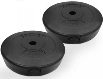 Disques de poids set de 2 x 5 kg diamètre 27 mm avec revêtement en plastique plaques de poids pour haltères fitness musculation