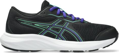 Asics Contend 9 GS Running Shoes, Black/Green, Kids'