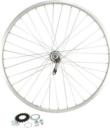 Roue vtt 26  ar ecrou. axe plein jante alu mach1. moy. velosteel coaster 18t retropedalage