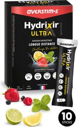 Assortimento di bevande energetiche Overstims Hydrixir Ultra (Limone - Lime / Frutti rossi / Menta) - 10 stick da 40g