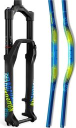 RockShox 35mm Fork Sticker Kit - Troy Lee Design Blue / Fluorescent Yellow