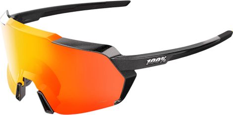 100% Korbin Gloss Metallic Black Sunglasses - HiPER Red Mirror
