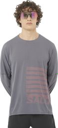 Salomon Sense Aero Graphic Grey/Red Men's long sleeve jersey