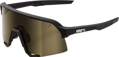 100% Brille - S3 - Soft Tact Schwarz - Verspiegelte Gläser Gold