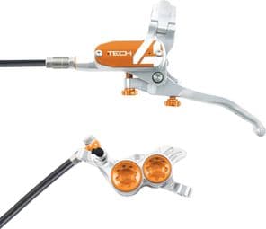 Hope Tech 4 V4 Disc Break - Manguera estándar trasera plateada / naranja