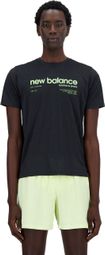 New Balance Athletics Run Kurzarmtrikot Schwarz Gelb Herren