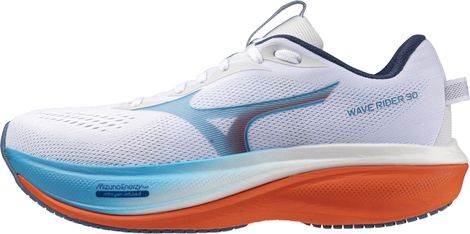 Mizuno Wave Rider 30 Running Shoes for Men in White/Blue/Orange